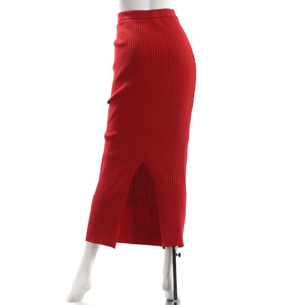 ワイドリブバックスリットニットスカート