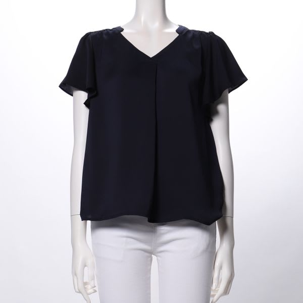 ネックラインデザインフレアスリーブブラウス