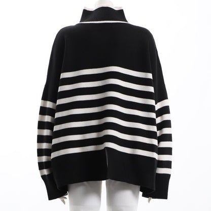 ボーダーバックスリットハイゲージニット