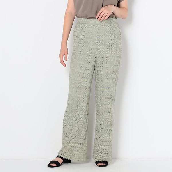 幾何リーフ総レースパンツ