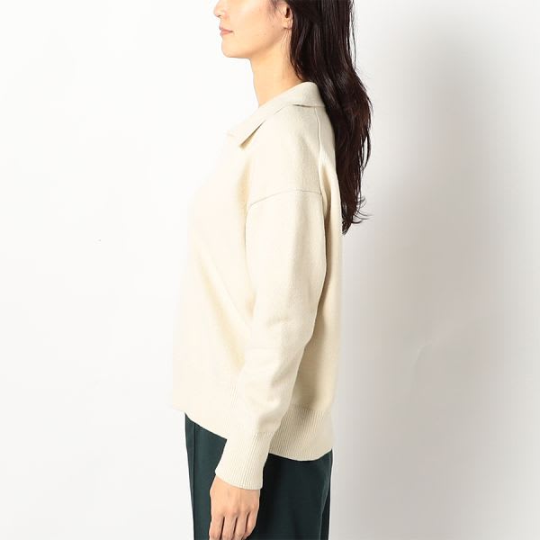 スキッパーネックドロップショルダーニット