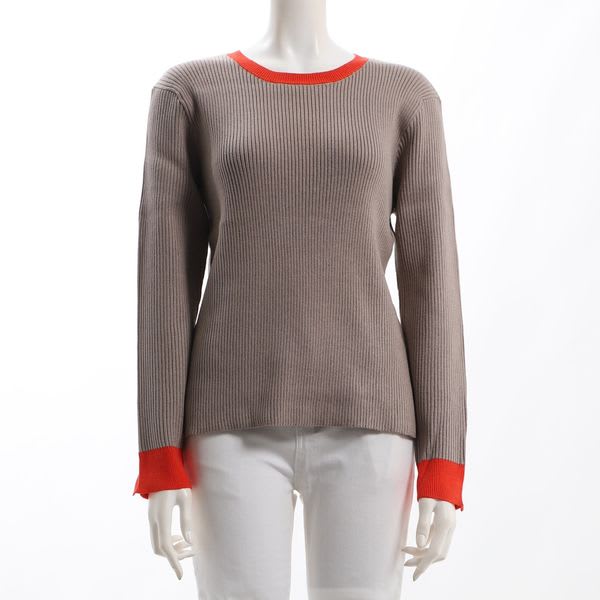 バイカラーリブニット