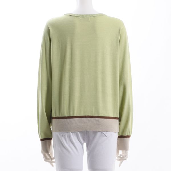 バイカラーデザインクルーネックニット