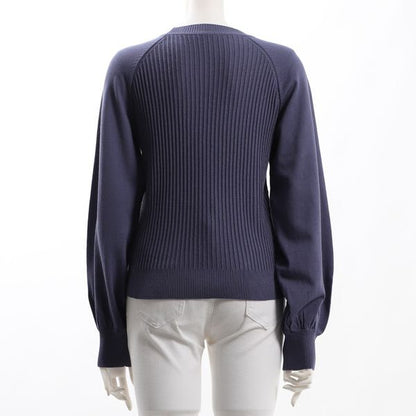 ピンストライプ切り替えラグランスリーブニット