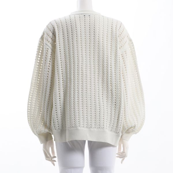 シルバー釦メッシュニットカーディガン