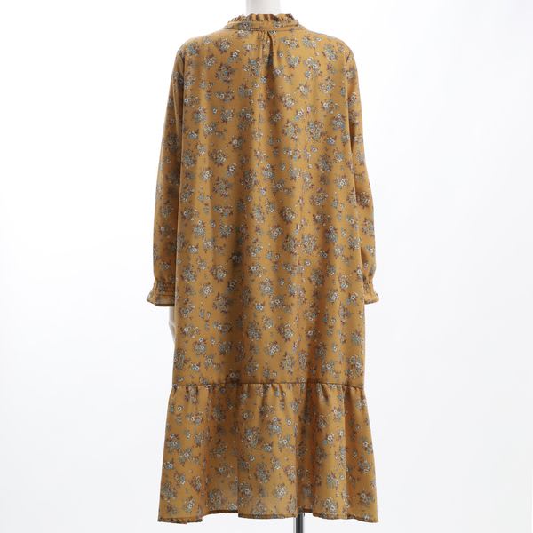 切り替えデザイン花柄ワンピース