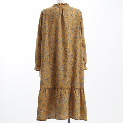 切り替えデザイン花柄ワンピース