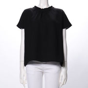 フリルネックブラウス