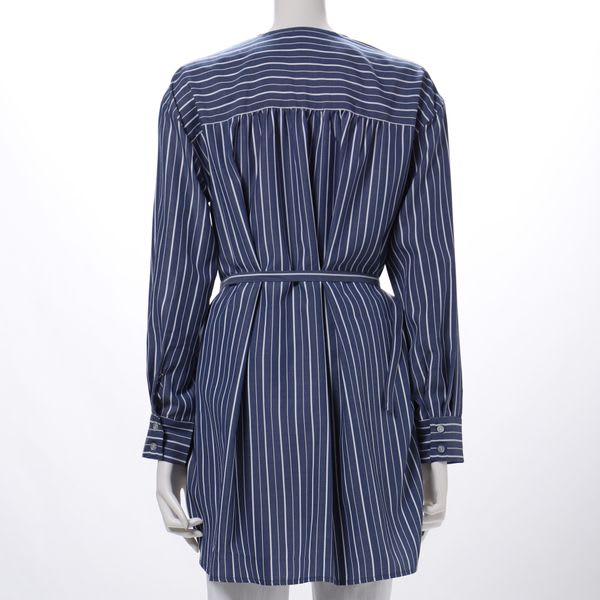 イージーケアストライプベルト付きブラウス