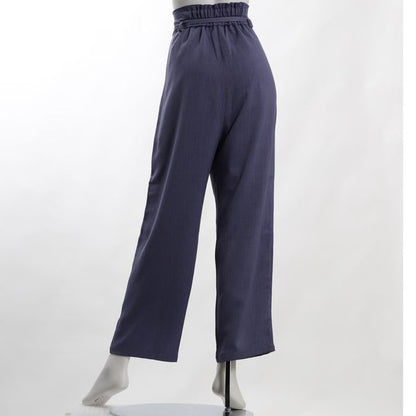 リネンライクラップ風ウエストリボンパンツ