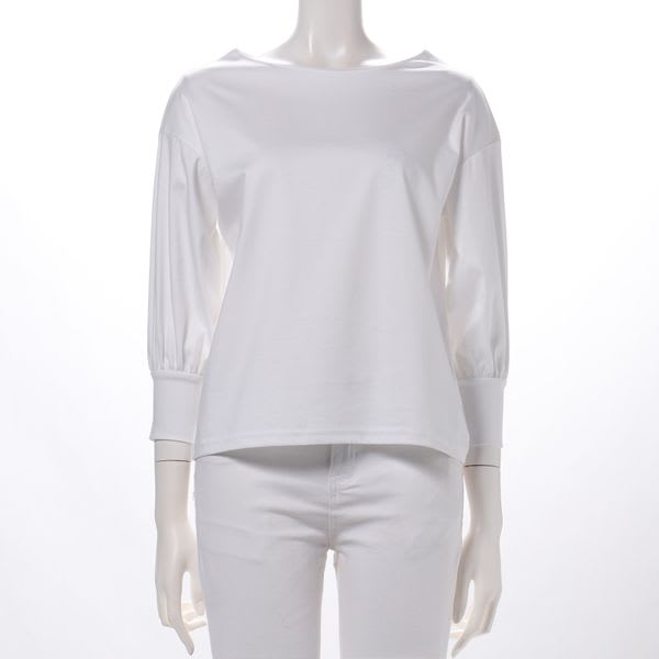 バックボタン飾り釦デザインドロップショルダーカットソー