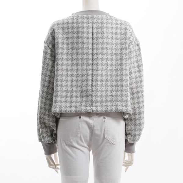 リブ切り替え千鳥柄ニット