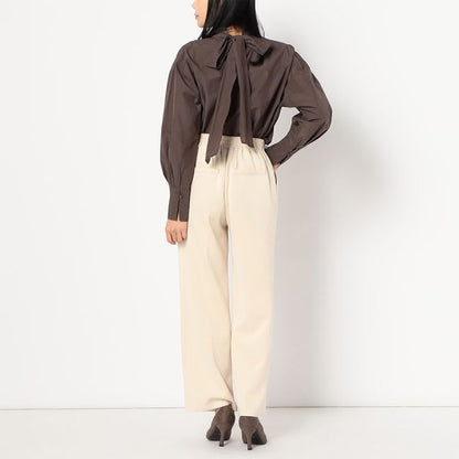 バックリボンスタンドカラーブラウス