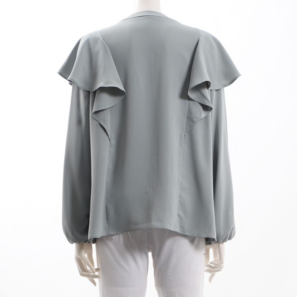 フリルデザインVネックブラウス