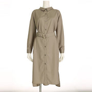 フロントボタンデザインDカンベルト付きシャツワンピース