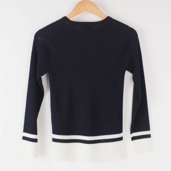 裾バイカラーラウンドネックニット