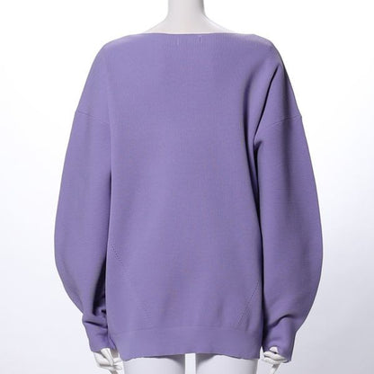 Vネックバルーンスリーブニット