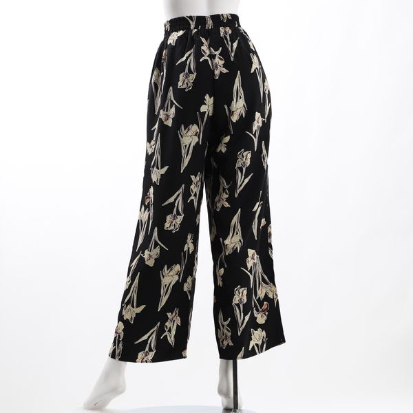 花柄ウエストゴムストレートパンツ