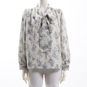 花柄ボウタイブラウス