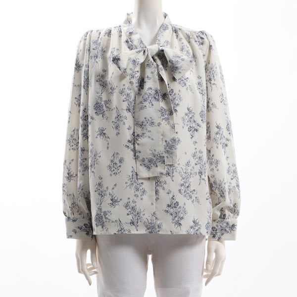 花柄ボウタイブラウス
