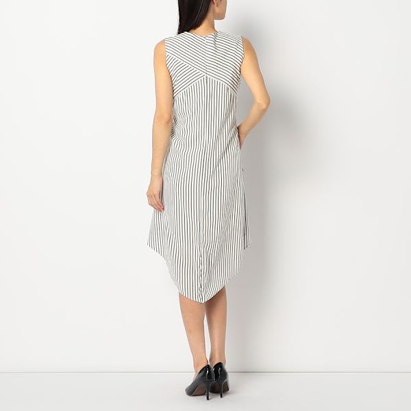 イレギュラーヘムストライプ切り替えワンピース