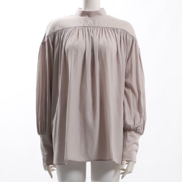 異素材切り替えボリュームパフブラウス