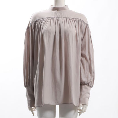 異素材切り替えボリュームパフブラウス