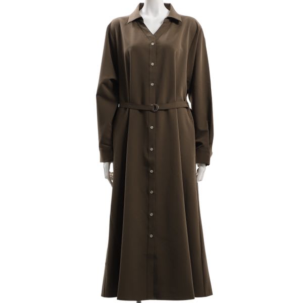 Dカンベルト付スキッパーカラーワンピース