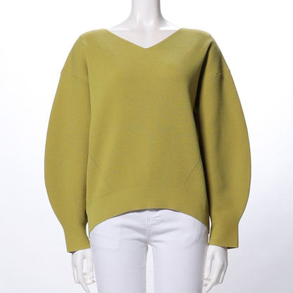 Vネックバルーンスリーブニット