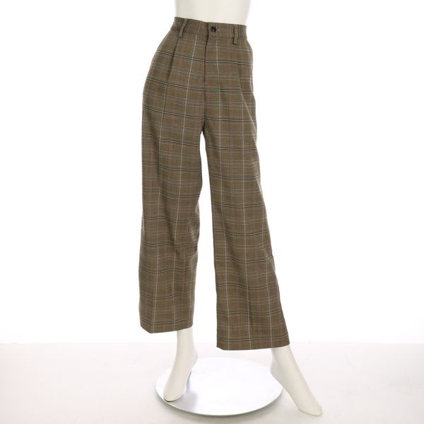 チェック柄セミワイドパンツ