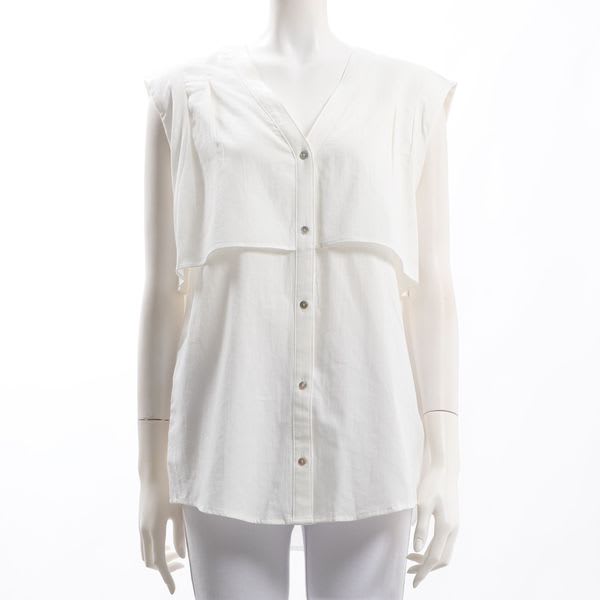 ケープ風デザインVネックブラウス