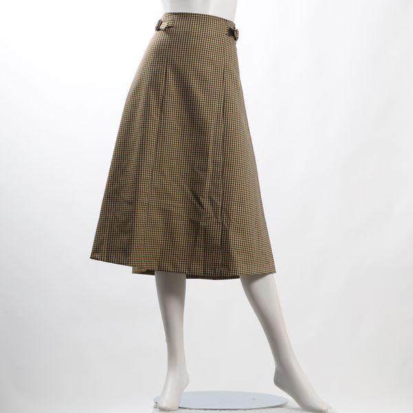 カラーチェックバックゴムスカート
