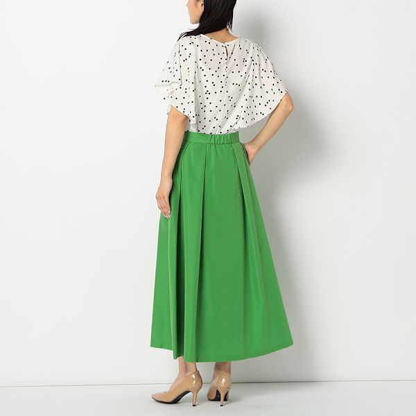 【ストレッチ】タックデザインフレアスカート