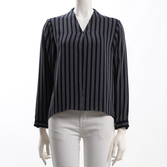 ストライプ柄Vネックブラウス