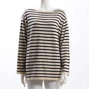 ドロップショルダーボーダー柄ニット