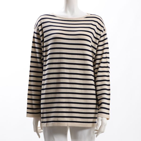 ドロップショルダーボーダー柄ニット