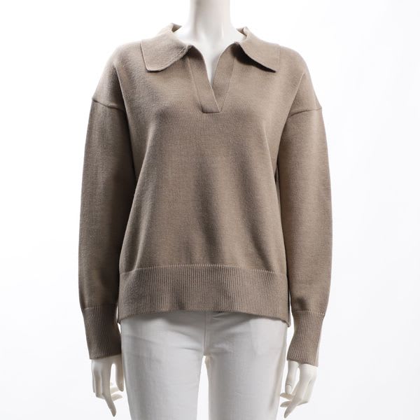 スキッパーネックドロップショルダーニット