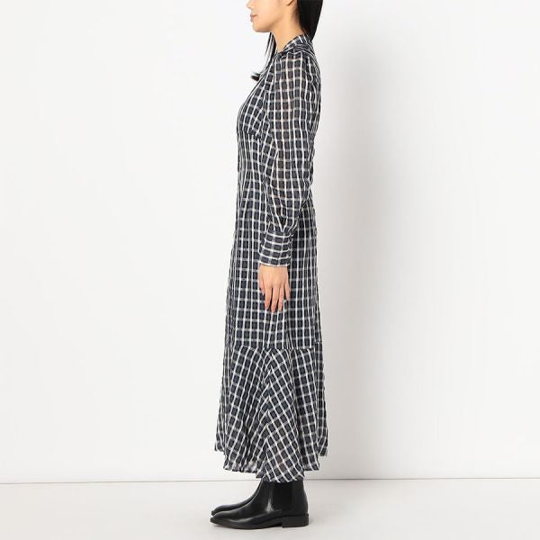 シアーチェック柄シャツワンピース