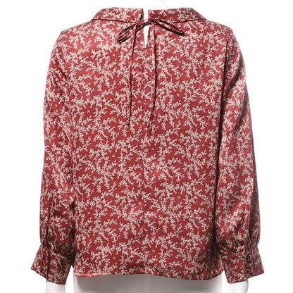 モノクロフラワープリント総柄ブラウス