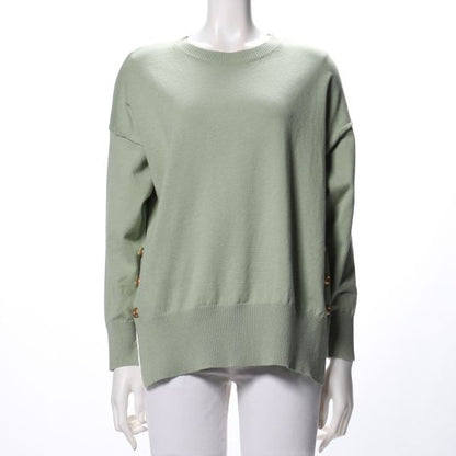 サイドゴールドボタンクルーネックニット