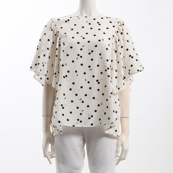 さくらんぼドットフレアスリーブブラウス