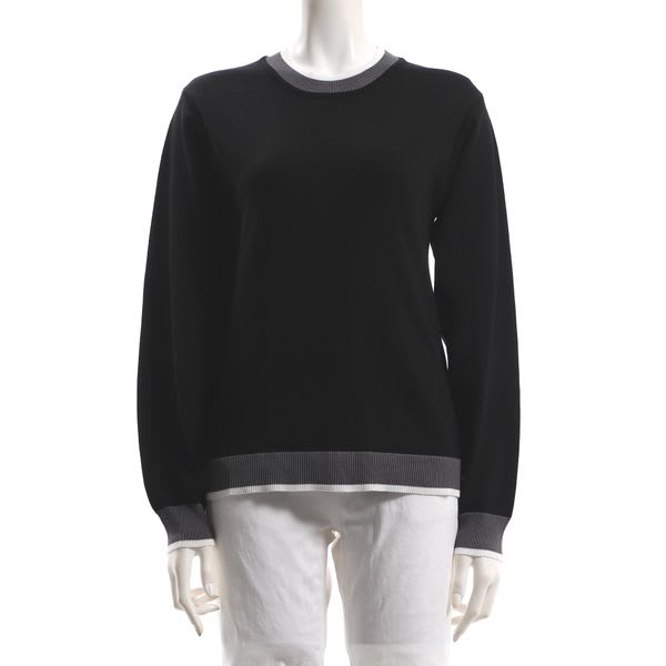 配色デザインクルーネックニット