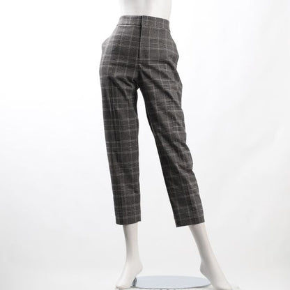 チェック柄ウエストゴムテーパードパンツ