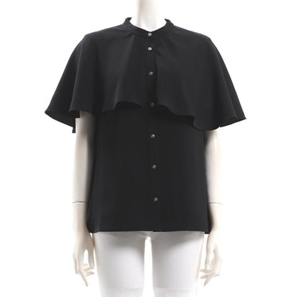 ケープ風デザインバンドカラーブラウス