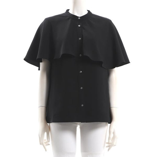 ケープ風デザインバンドカラーブラウス