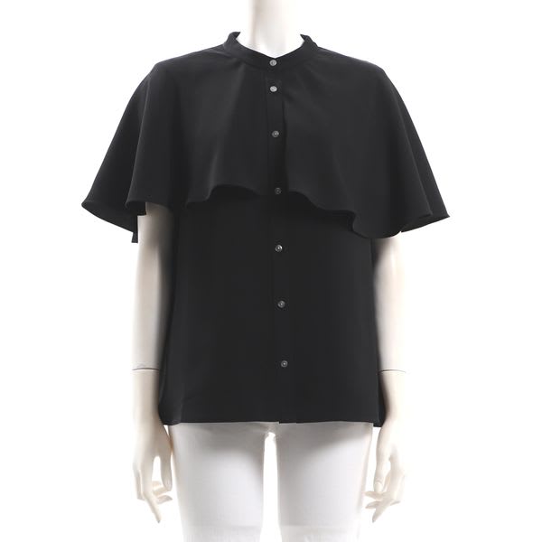 ケープ風デザインバンドカラーブラウス