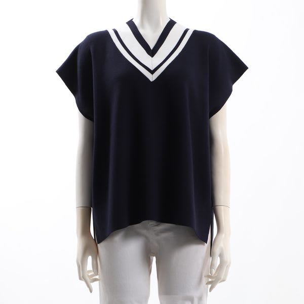 ライン付きVネックニットベスト