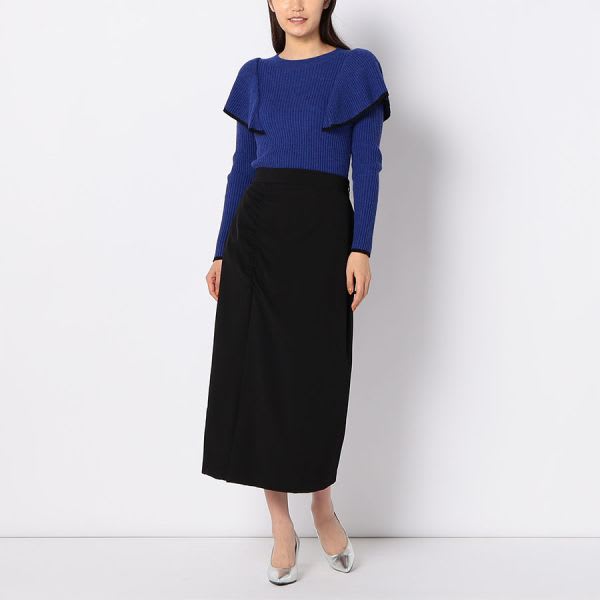 サイドギャザーアシンメトリータイトスカート