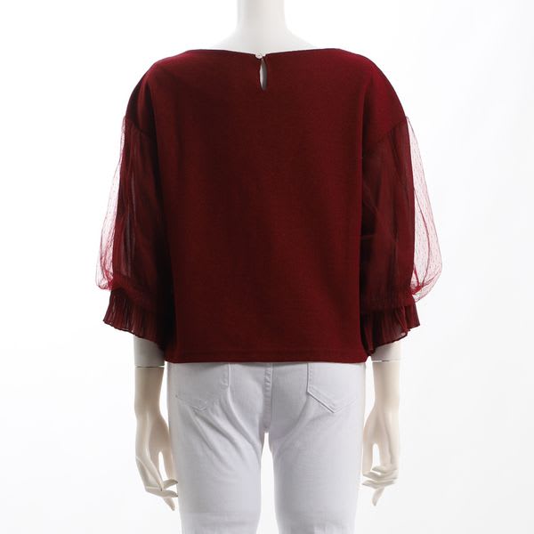 チュールプリーツカットソー