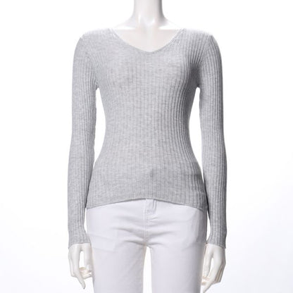 リブVネックニット